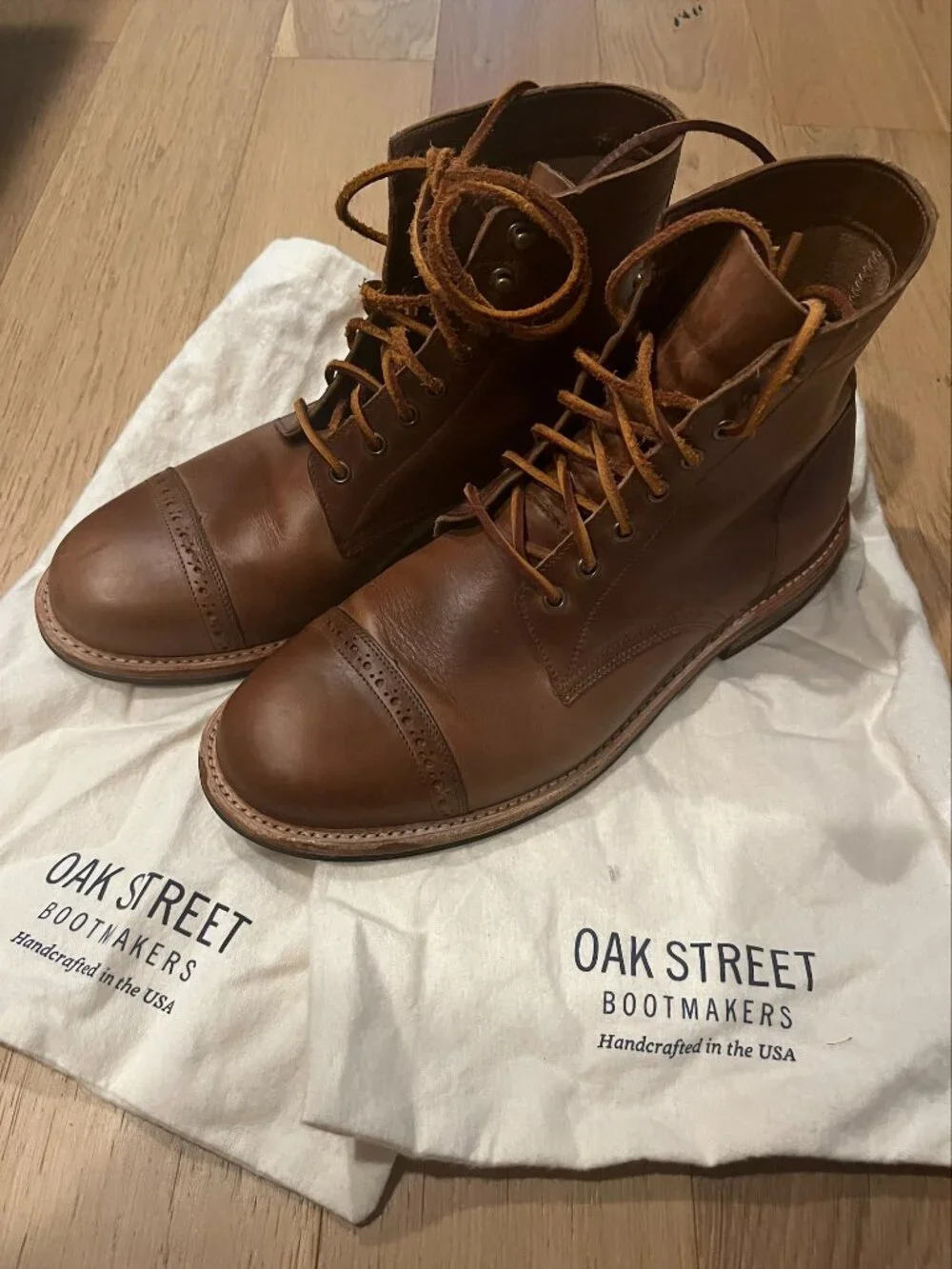 Oakstreet Bootmakers Cap-Toe Trench Boot Natural Chromexcel Size 11.5 (12)